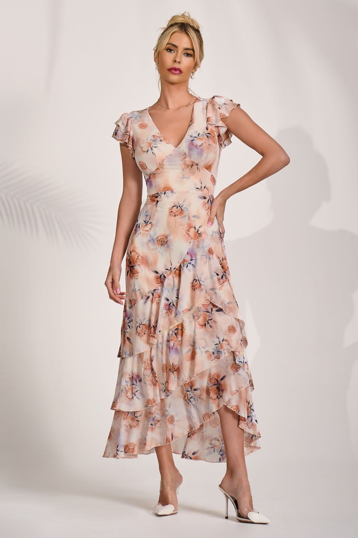Jolie Moi Jolie Moi Women's Mesh Ruffle Detail Maxi Dress - 4