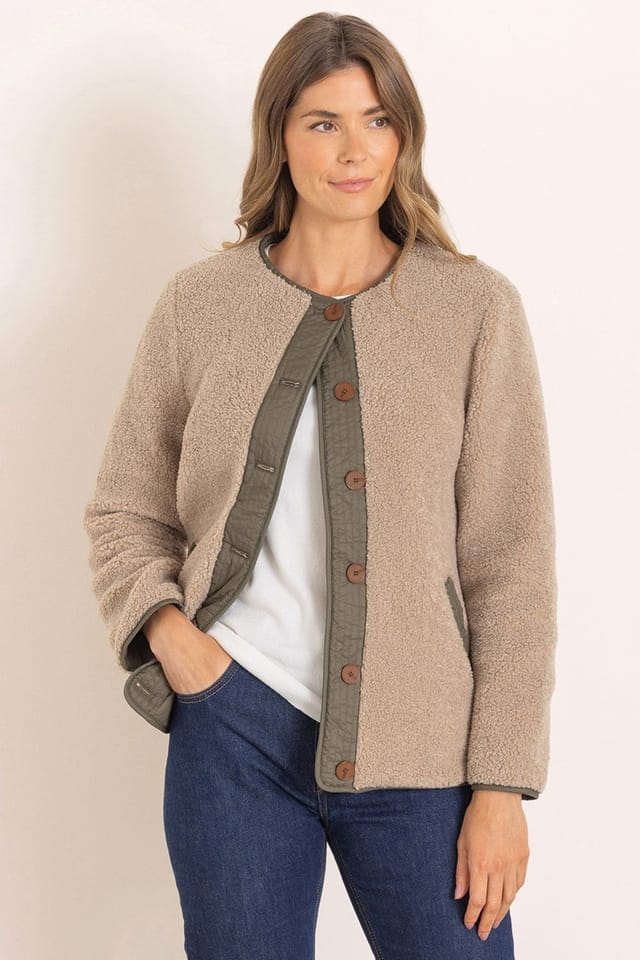 Klass. Klass. Women's Reversible Teddy Borg & Padded Jacket in Beige - 3