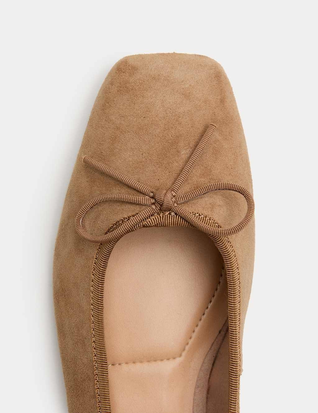 Marks & Spencer M&S Suede Flat Square Toe Ballet Pumps Camel - 2