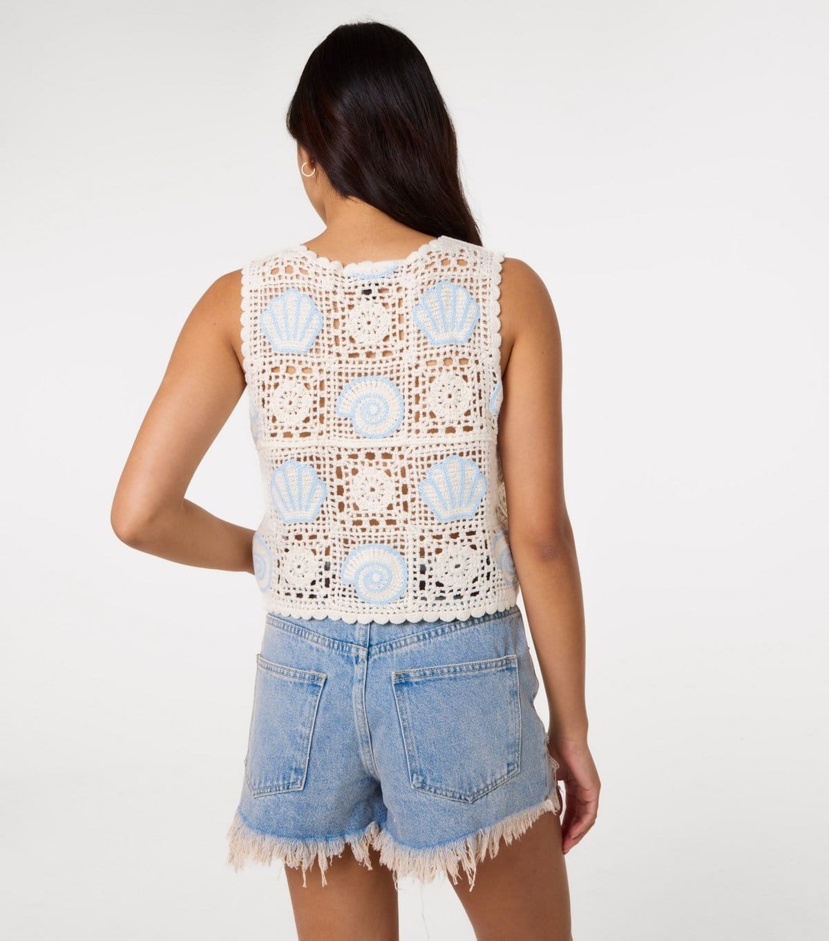 Pink Vanilla Women's Stone Seashell Crochet Crop Top Pink Vanilla New Look - 4