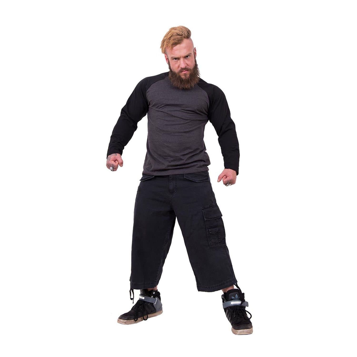 Spiral Direct Spiral Direct Men's Vintage Plain Long Cargo Shorts in Black