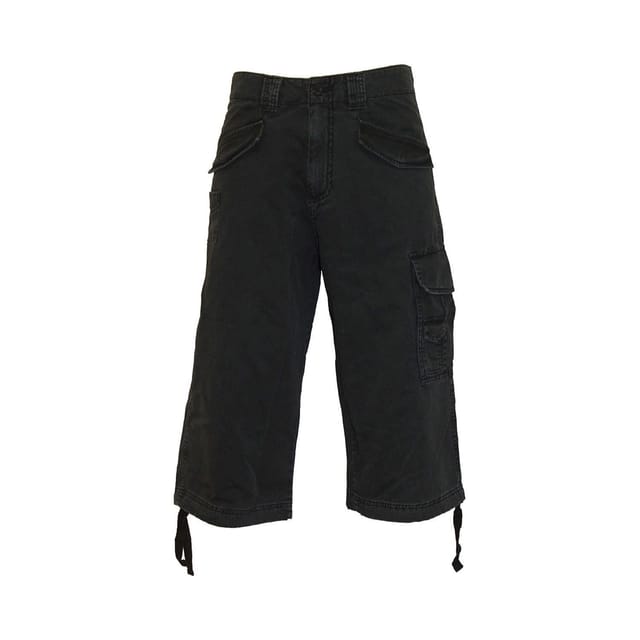 Spiral Direct Spiral Direct Men's Vintage Plain Long Cargo Shorts in Black - 2