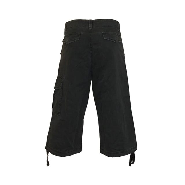 Spiral Direct Spiral Direct Men's Vintage Plain Long Cargo Shorts in Black - 3