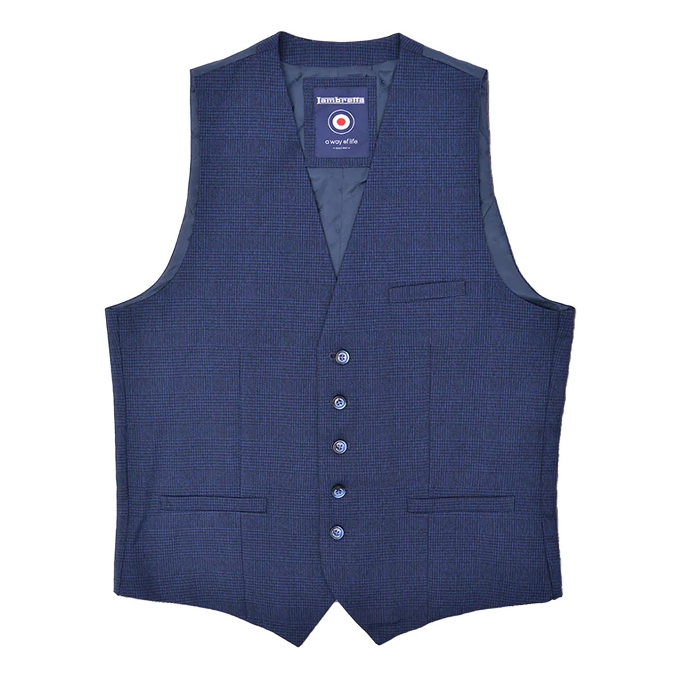 Lambretta Lambretta Men's Spencer Checked Waistcoat in Navy - 3