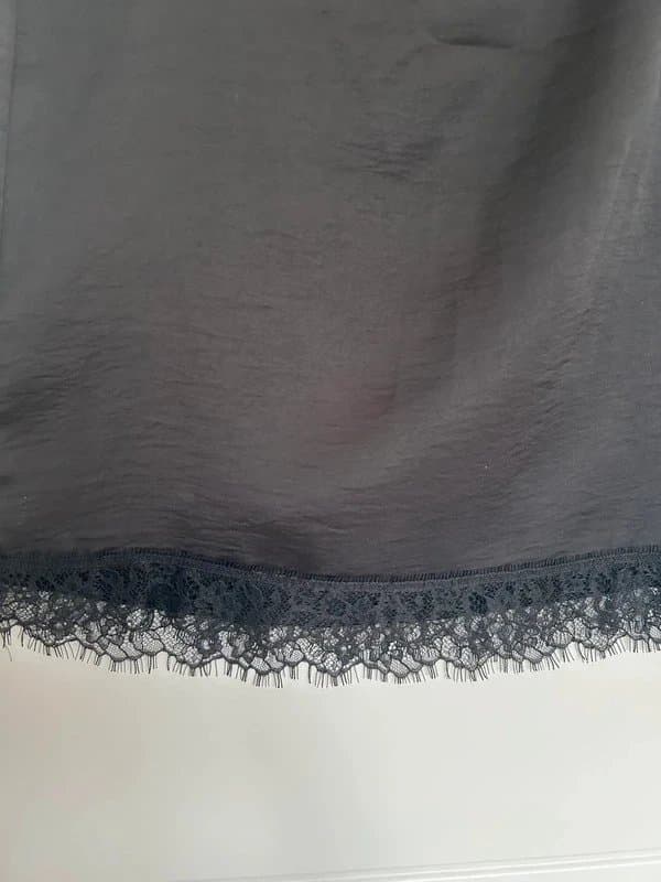 Bershka BNWT Bershka Black Satin Lace Trim Skirt Size 10