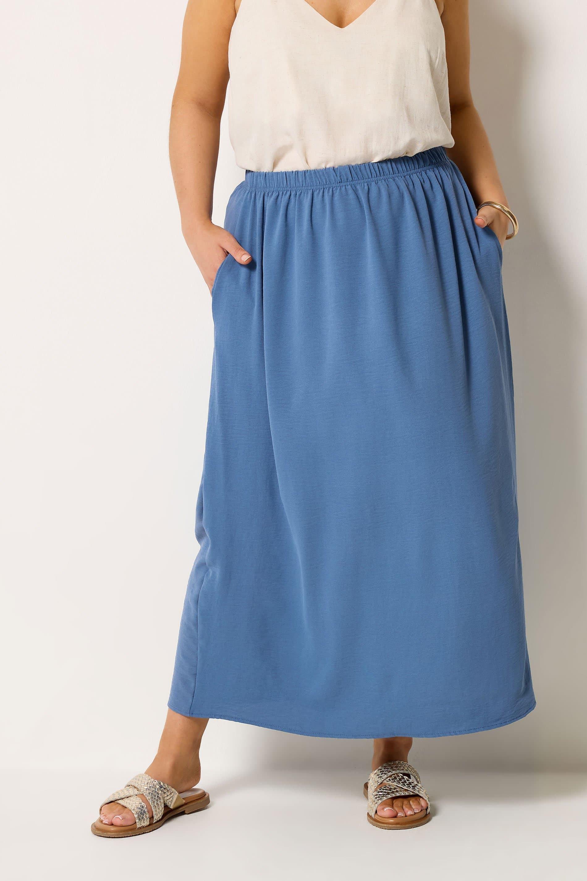 Yours Plus Size Navy Blue Midi Skirt
