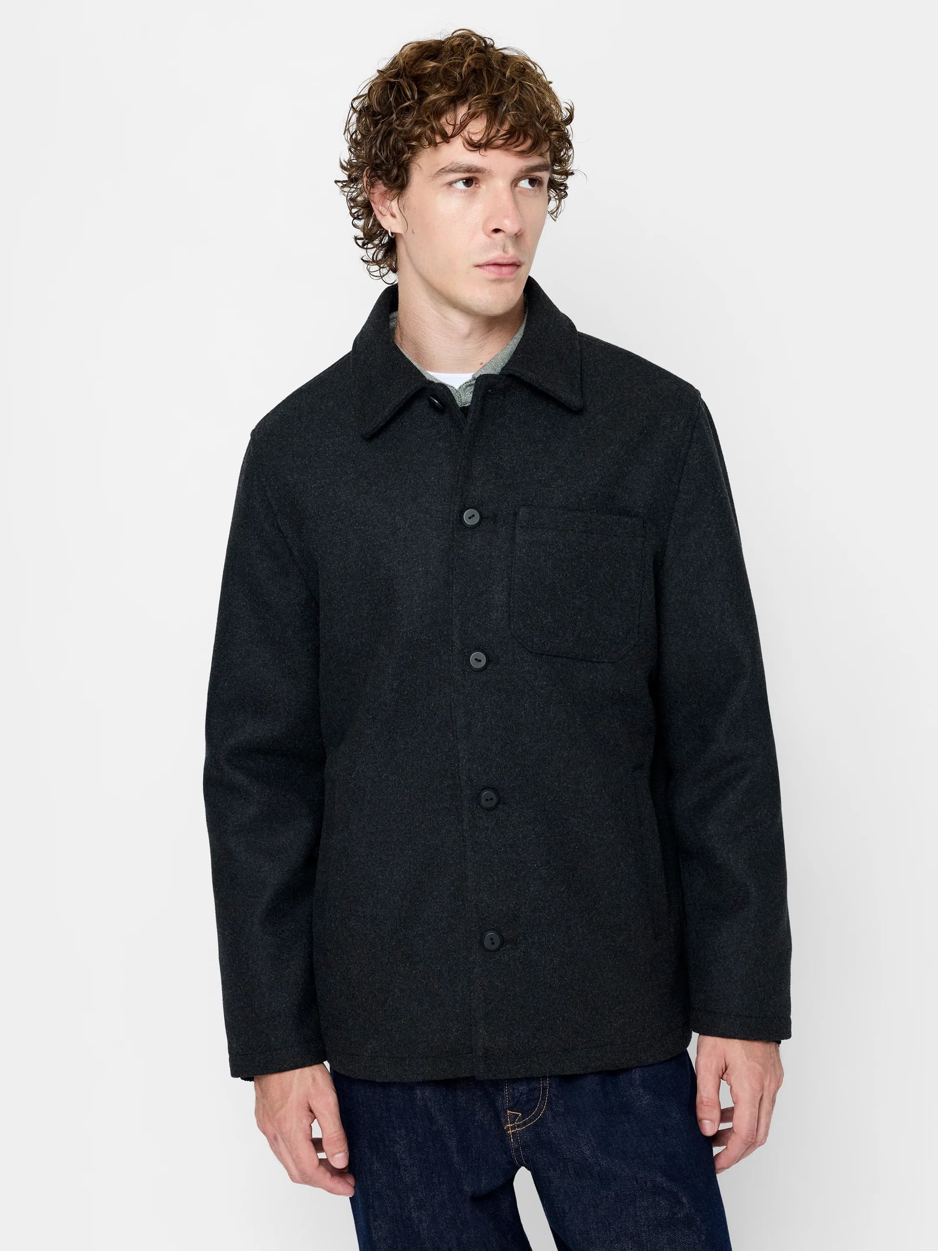 French Connection Charcoal Wool Blend Utility Coat Charcoal Grey Mel