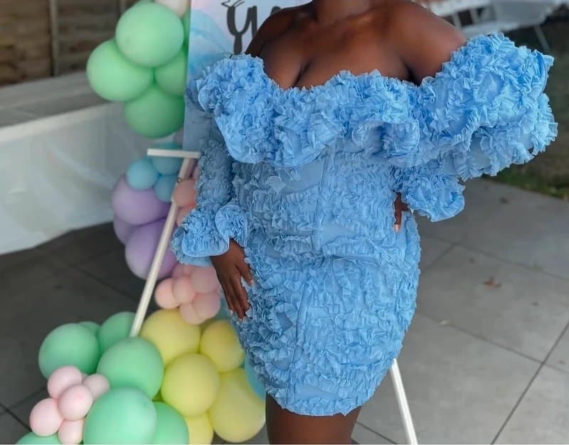 ASOS ASOS Luxe 3D lace ruffle bardot mini dress in blue