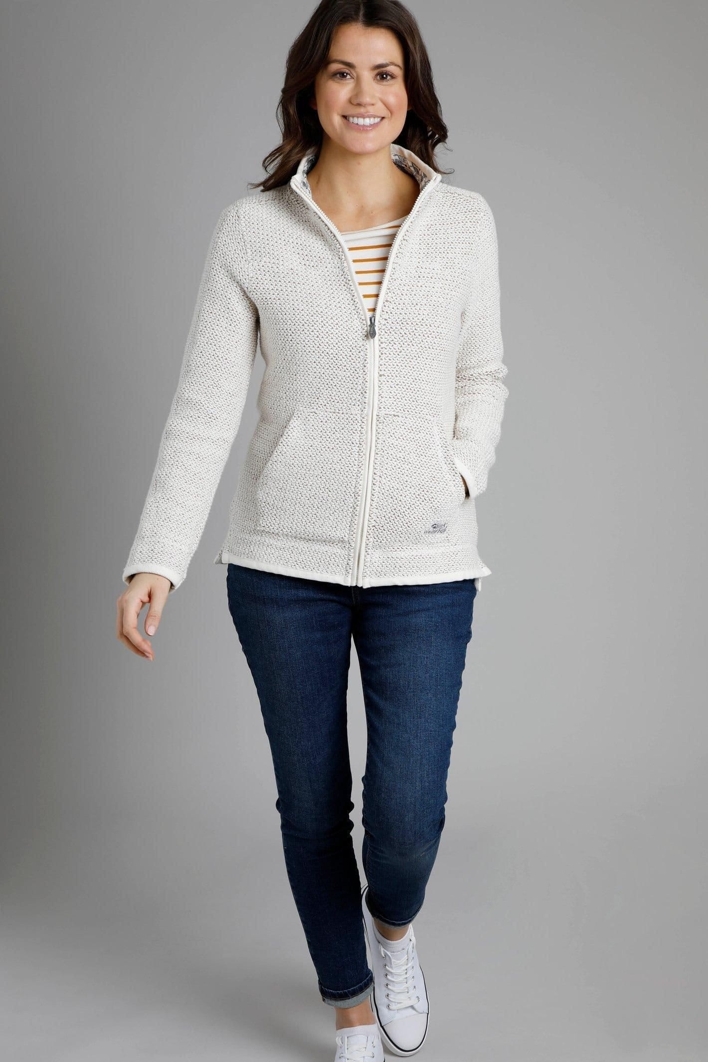 Weird Fish Weird Fish Women's Sontee Full Zip Macaroni Sweatshirt in Ecru - 4