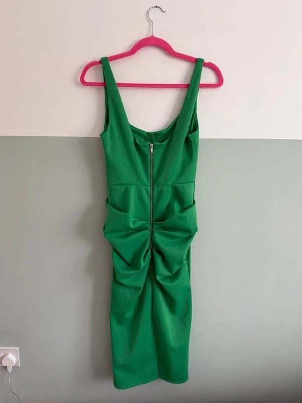 ASOS Jewel Green Ruched Waist Midi Dress