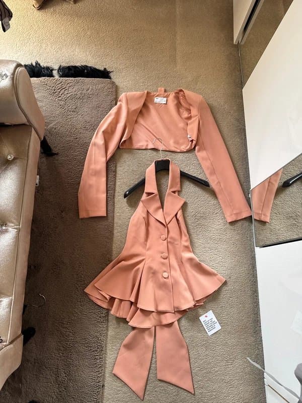 ASOS ASOS luxe halter neck and bolero set peach size 6