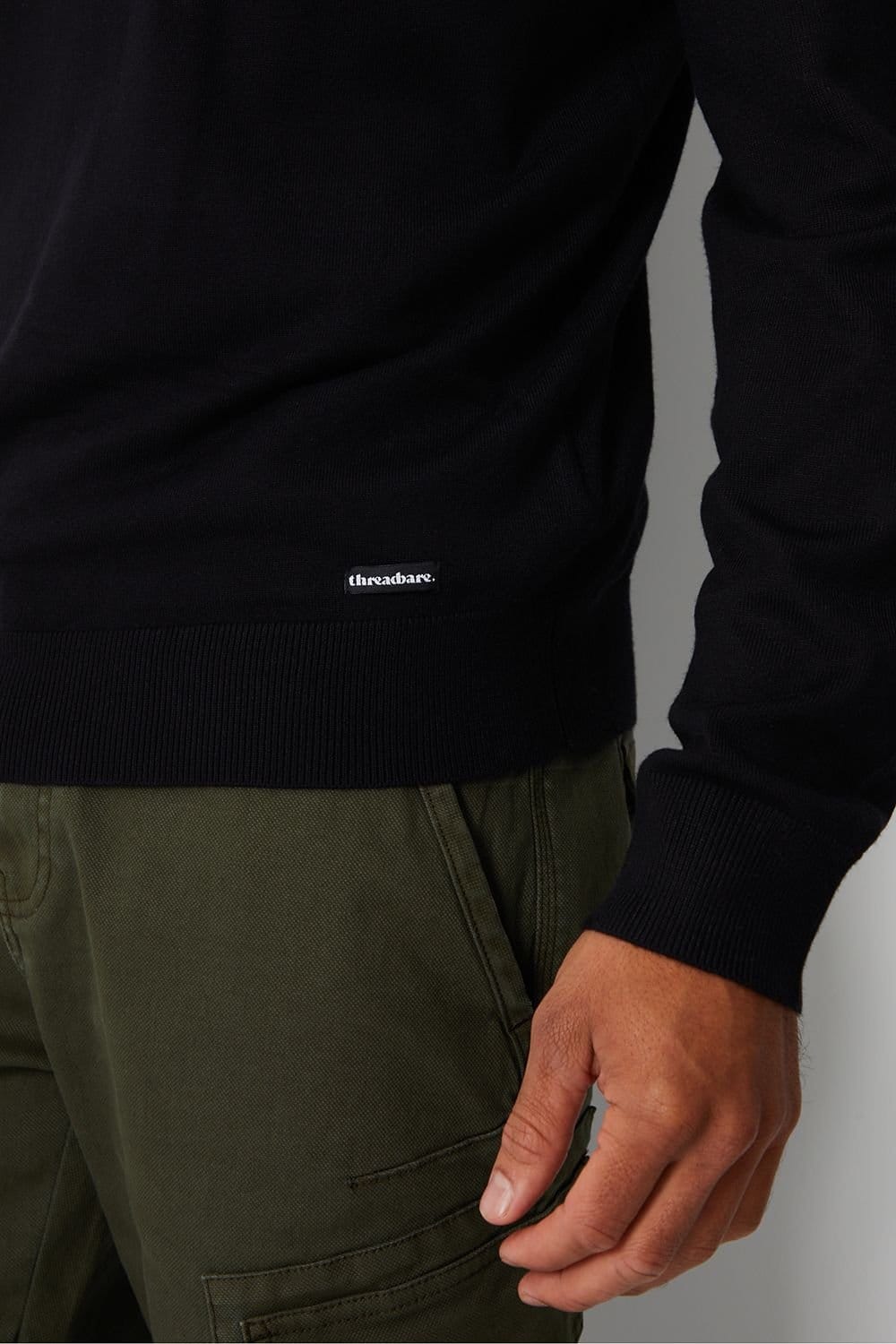 Threadbare Threadbare Men's 'Tucci' Funnel Neck Quarter Zip Knitted Jumper in Black - 4