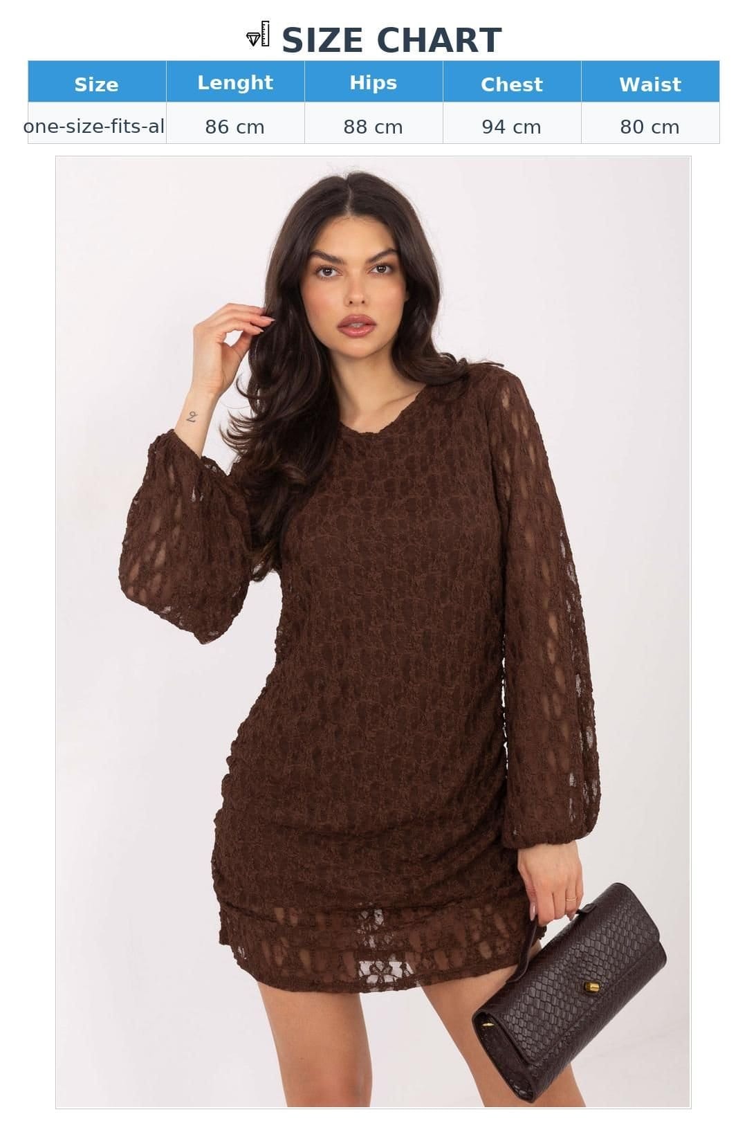 Love Lace Love Lace Women's Elegant Lace Mini Dress with Ruched Sides in Brown - 4