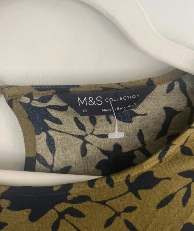Marks & Spencer Khaki Black Floral Lace Blouse Top Size 12