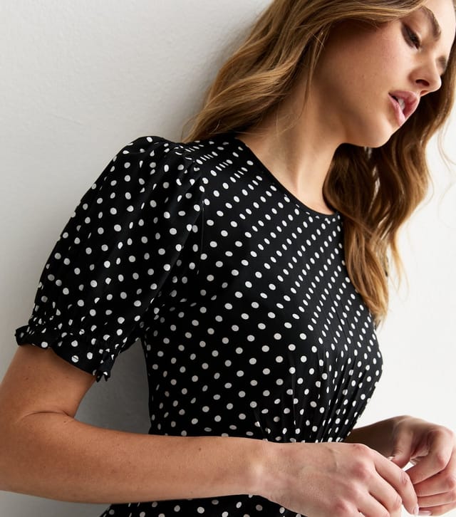 New Look Women's Black Spot Print Crepe Midi Dress New Look - 2