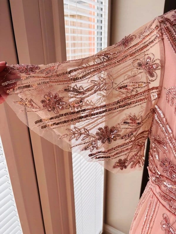 Maya Deluxe Blush Pink Embellished Sequin Maxi Dress