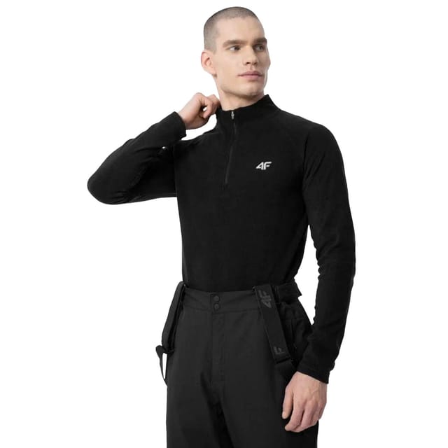 4F 4F Men's Fleece Quarter Zip Sweatshirt in Black - 3