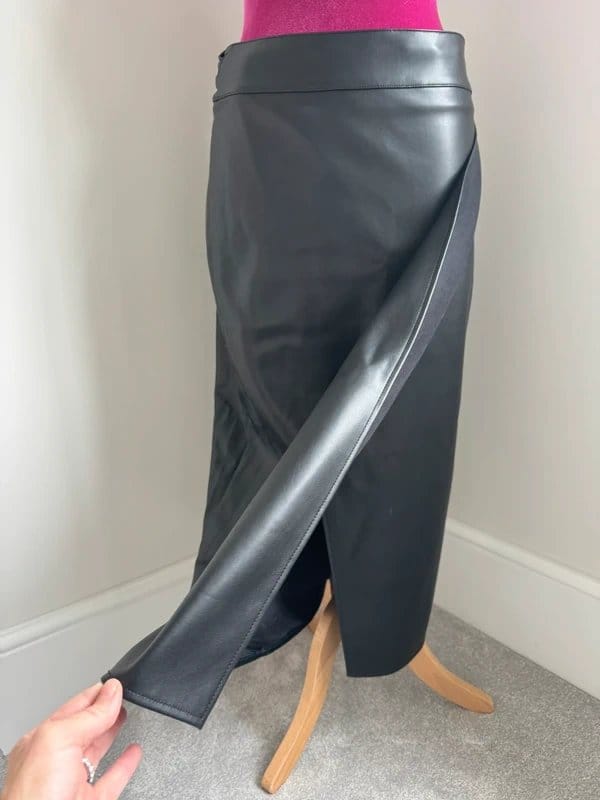 Never Fully Dressed Black Faux Leather Wrap Skirt