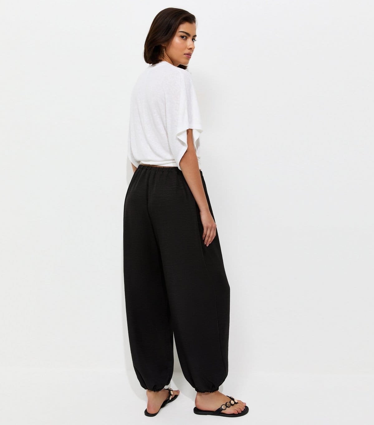 New Look Women's Black Drawstring Cuffed Trousers New Look - 4