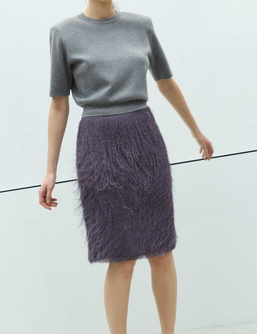 Marks & Spencer M&S Tassel Midi Pencil Skirt Smoke - 4