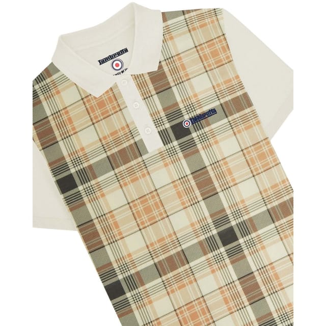 Lambretta Lambretta Men's Classic Checked Polo Shirt in Medium Beige - 3