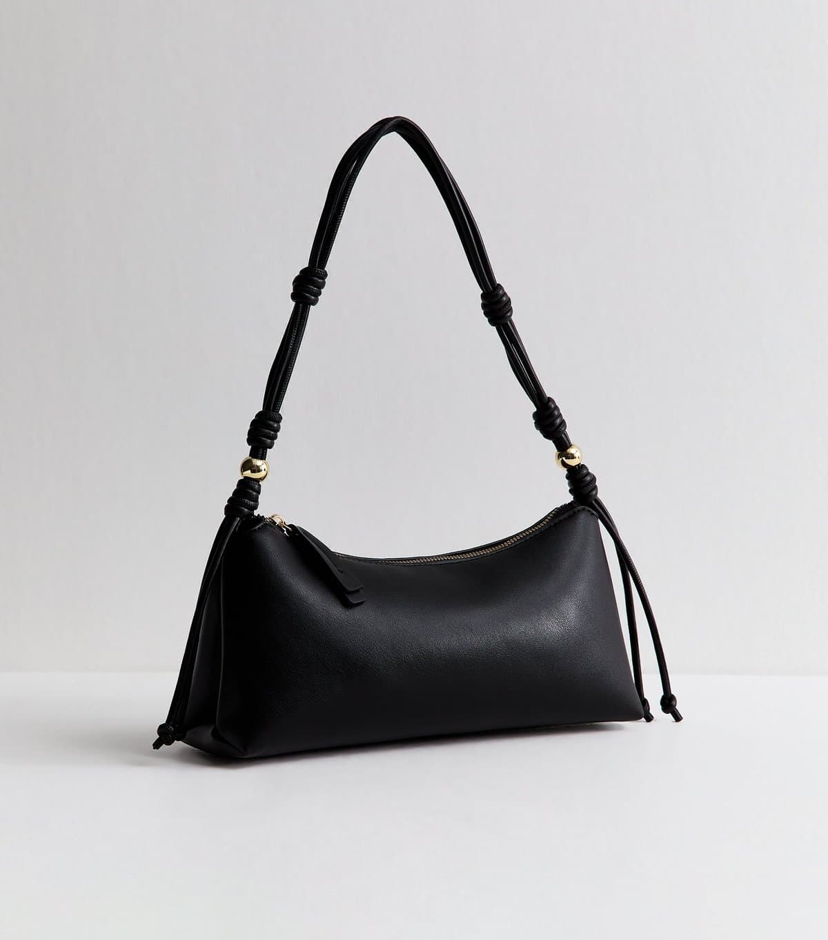 New Look Black Faux Leather Knotted Handle Shoulder Bag New Look