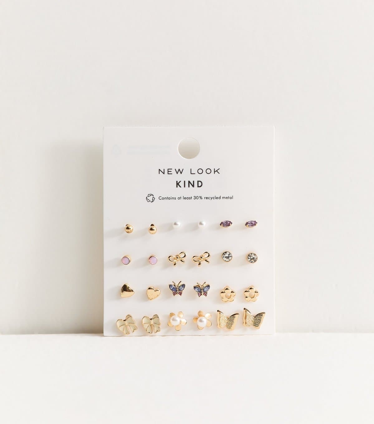 New Look Pack of 12 Gold Tone Mixed Butterfly Stud Earrings New Look