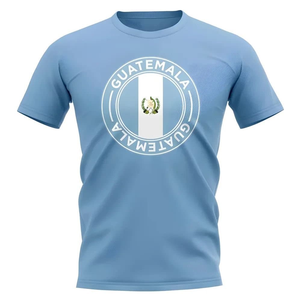 Guatemala Guatemala Men's Personalised Football Badge T-Shirt Sky in Light Blue