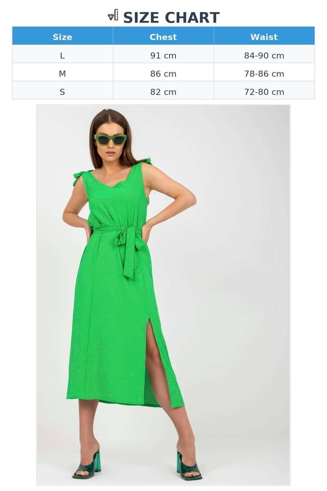 Love Lace Love Lace Women's Summer Daydress Tied Straps Front Slit in Green - 3