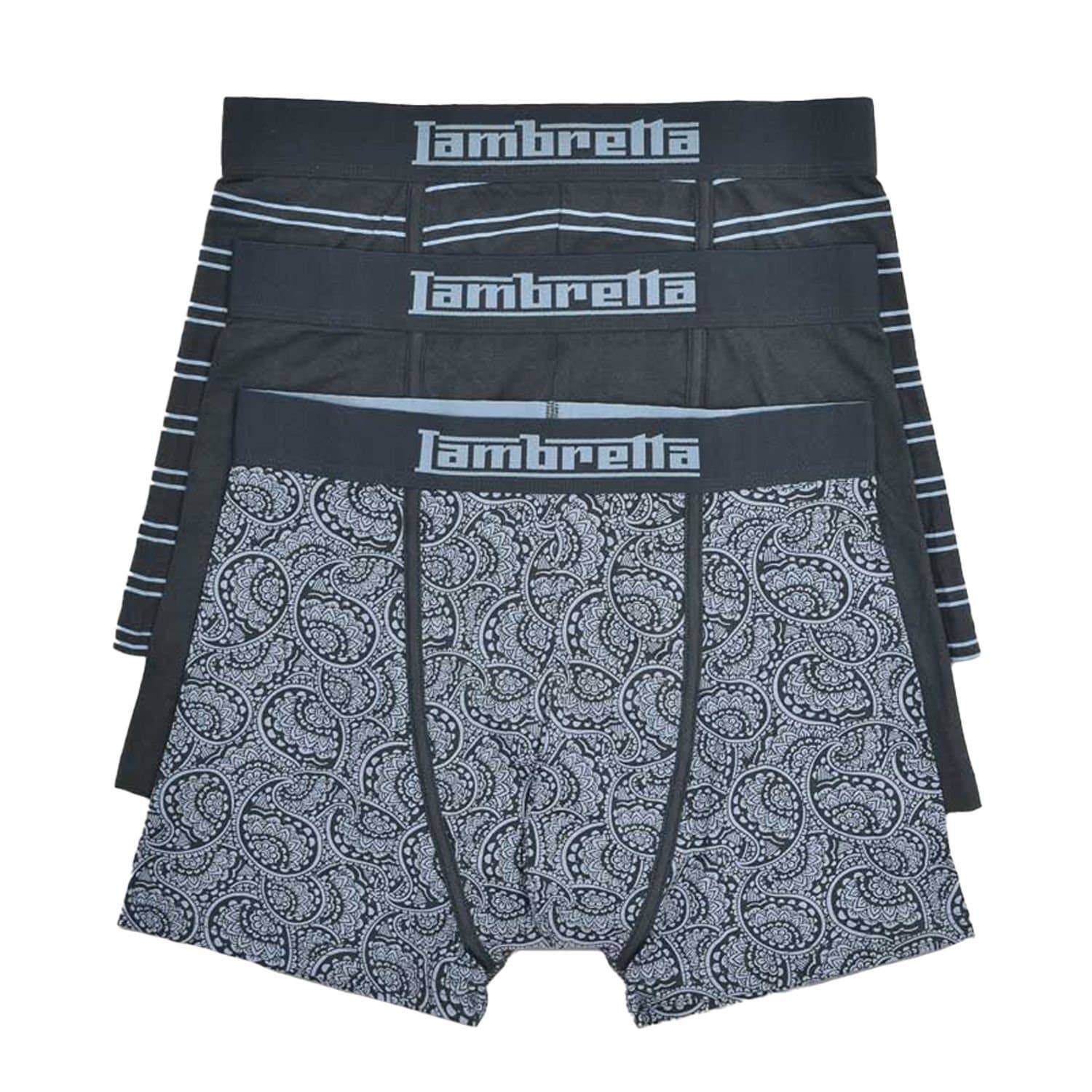 Lambretta Lambretta Men's Paisley Boxer Shorts (Pack of 3) in Dark Grey