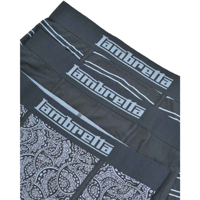 Lambretta Lambretta Men's Paisley Boxer Shorts (Pack of 3) in Dark Grey - 2