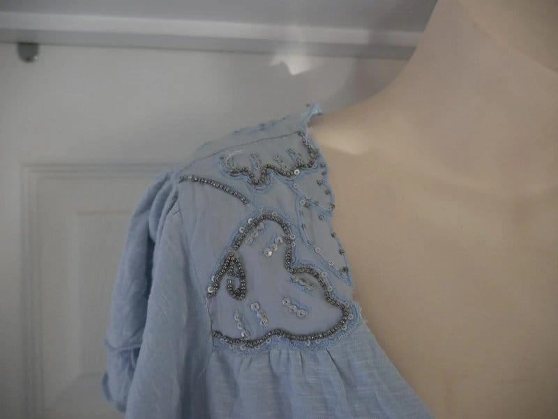 John Rocha Blue Floral Sequin Blouse Size 18