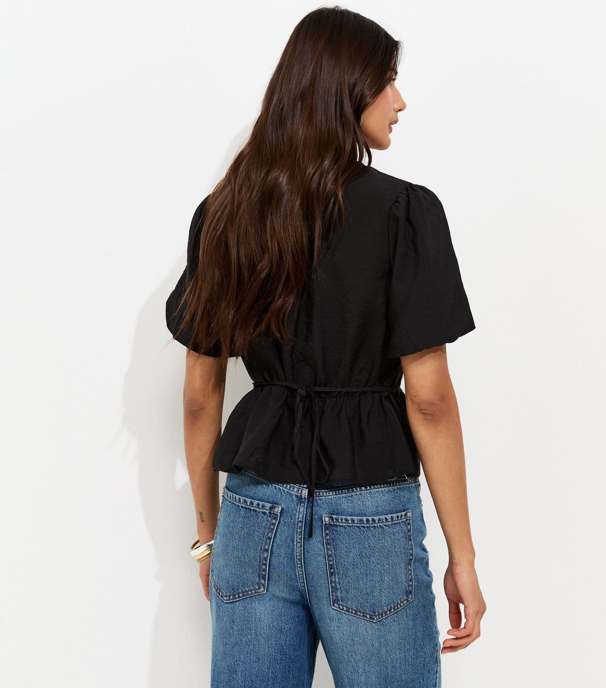 New Look Women's Black Lace Trim Button up Tea Blouse New Look - 4