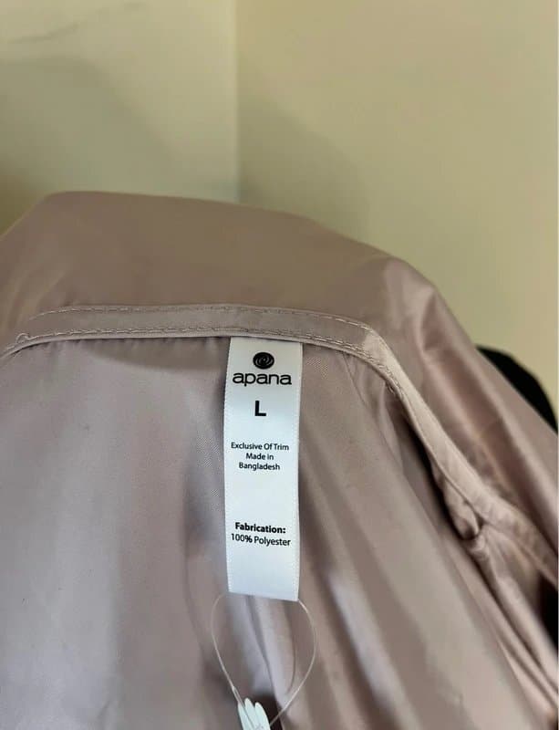 Apana Apana Yoga Blush Pink Lightweight Raincoat Drawstring Windbreaker Jacket One Size LARGE 8-14