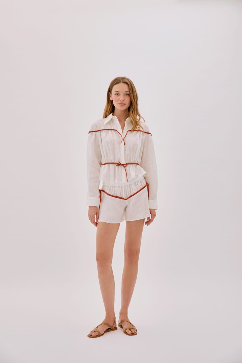 Labeca Labeca Women's Colette Linen Tie Shorts in Ecru - 1