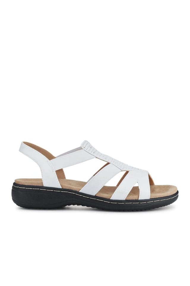 Pavers Pavers Women's Wide Fit Elasticated Sandals in White - 2