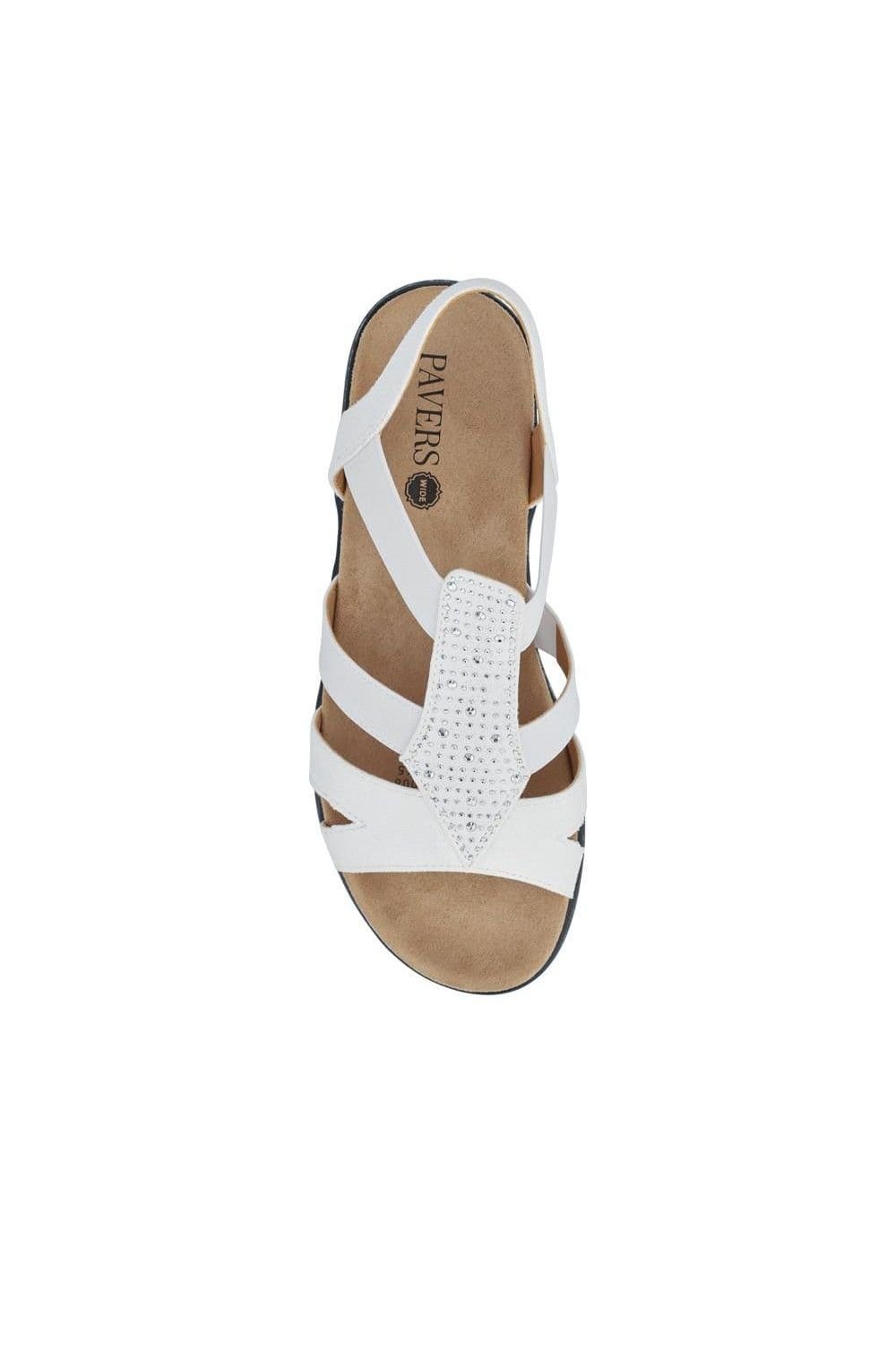 Pavers Pavers Women's Wide Fit Elasticated Sandals in White - 4