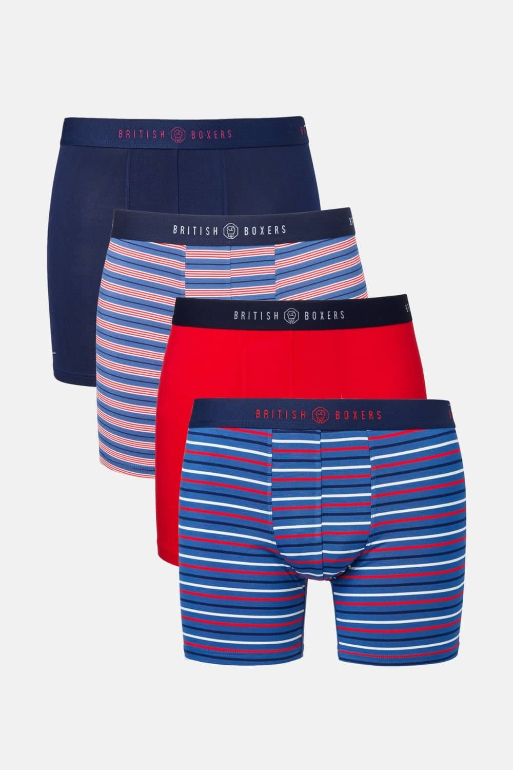 British Boxers British Boxers Men's Pack of Four "London Stripe" Bamboo Stretch Trunks