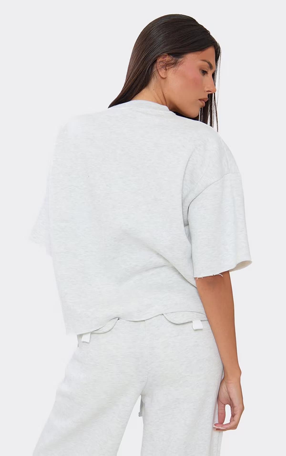 EGO Short Sleeve Oversized Sweatshirt In Light Grey Marl., Women's Size UK 6