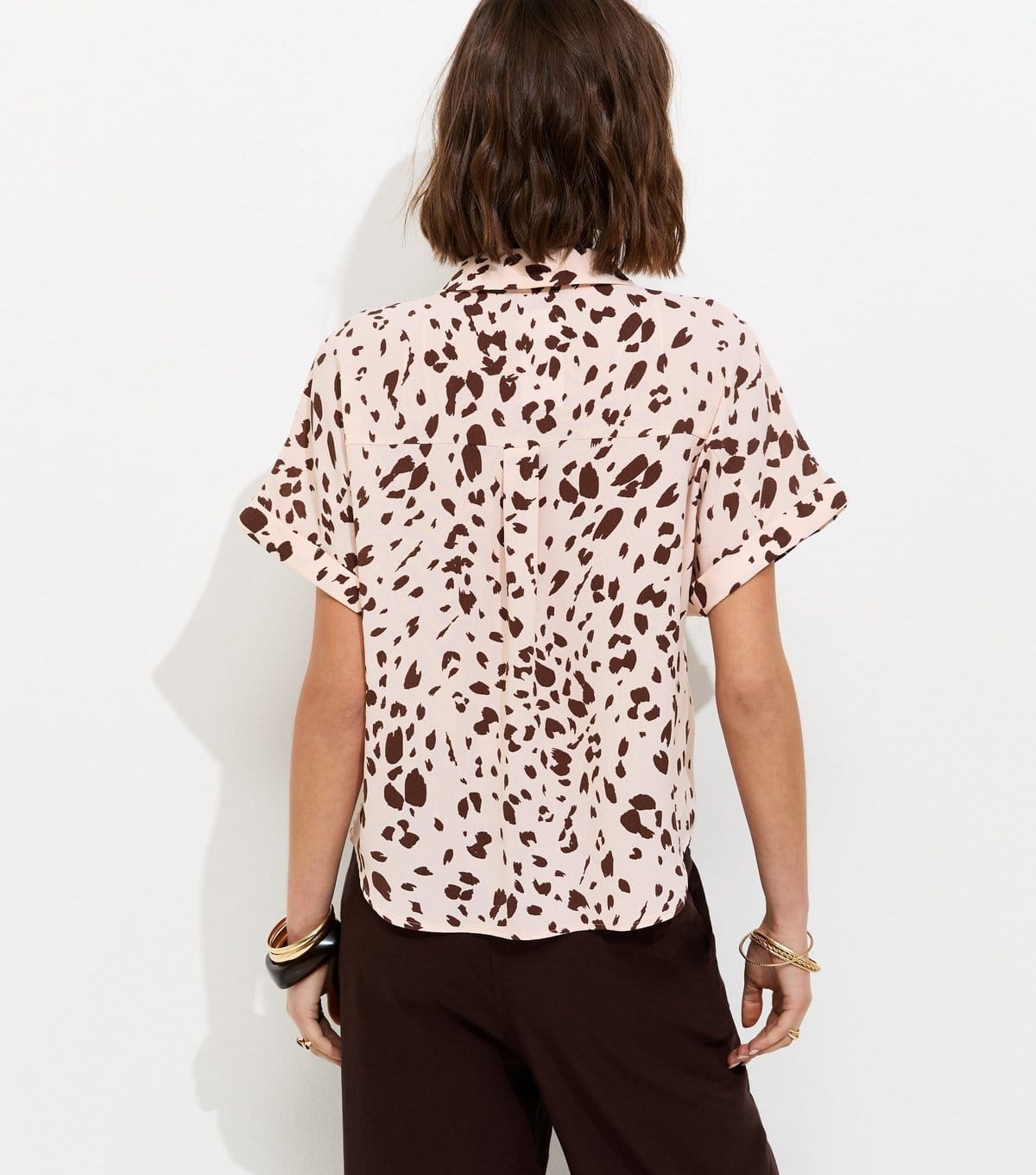 New Look Women's Pink Abstract Print Short Sleeve Shirt New Look - 4