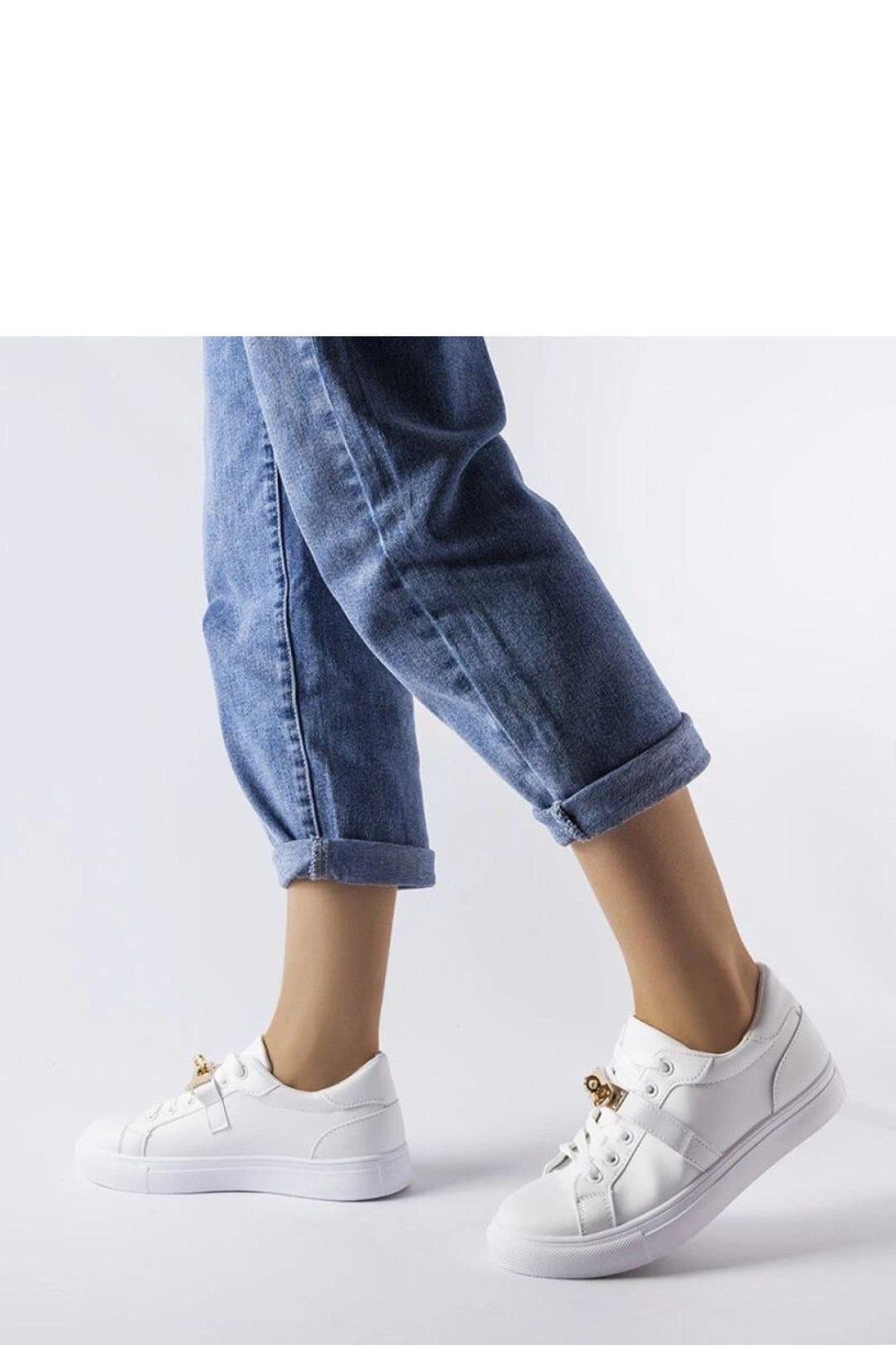 Love Lace Love Lace White Sneakers with Gold Accent for Autumn Winter