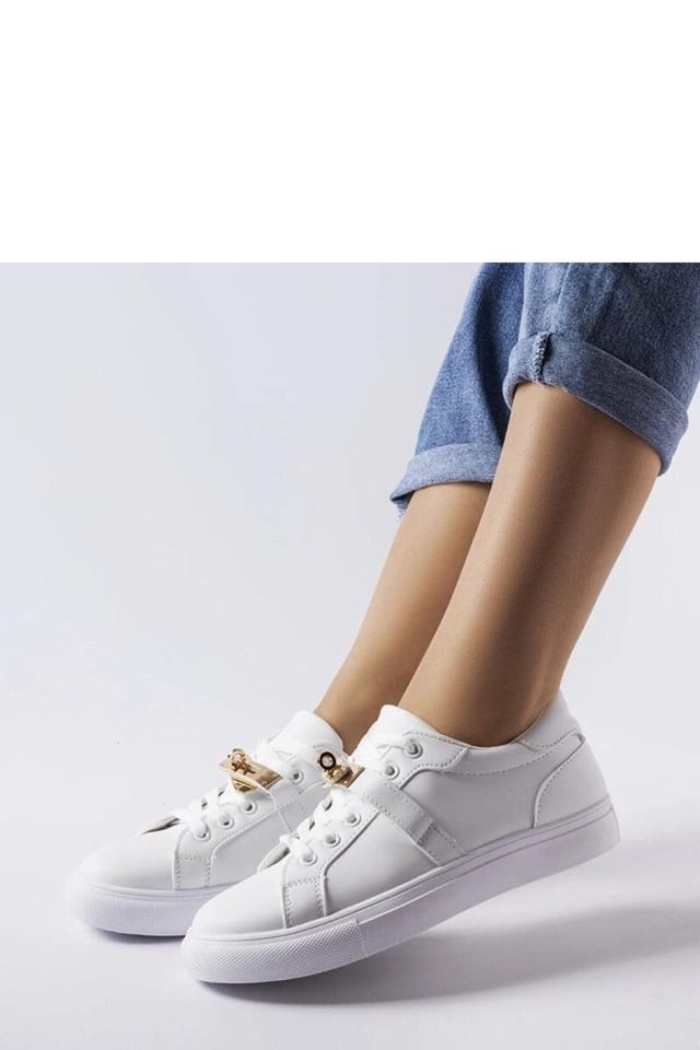 Love Lace Love Lace Women's White Sneakers with Gold Accent for Autumn Winter - 2