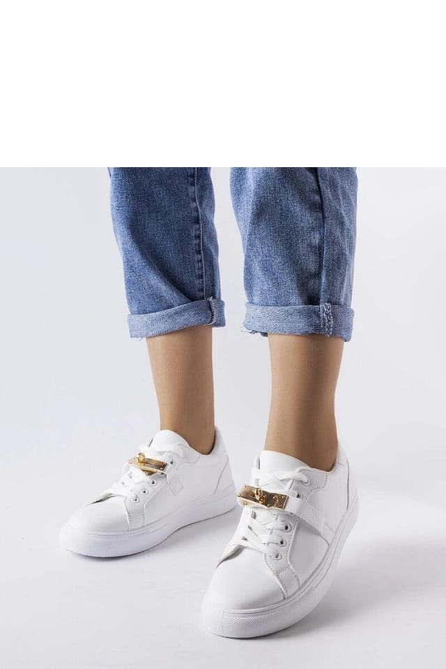 Love Lace Love Lace Women's White Sneakers with Gold Accent for Autumn Winter - 3