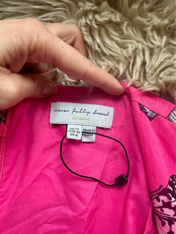 Never Fully Dressed Never Fully Dressed Hot Pink  spring summer butterflies midi dress M 12