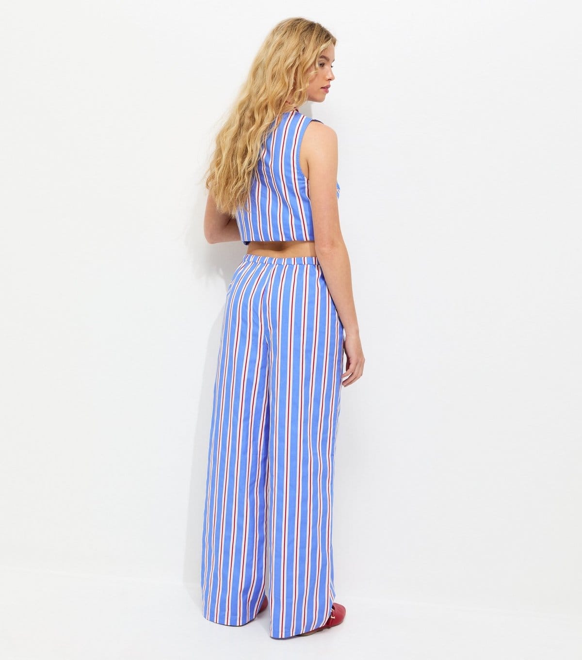 New Look Women's Bright Blue Striped Poplin Wide Leg Trousers New Look - 4