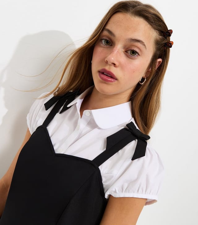 New Look Girls' Black Bow Strap Rara School Dress New Look - 2