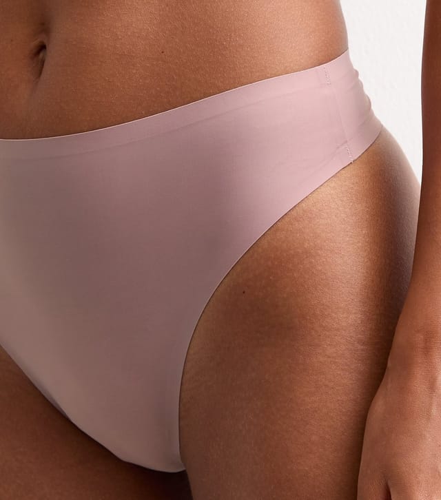 New Look Women's Pink Smooth High Waisted High Leg Thong New Look - 2