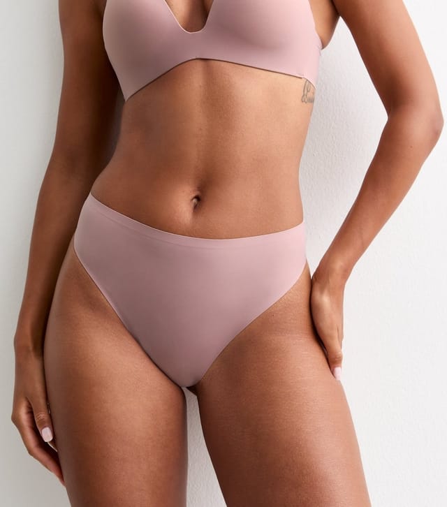 New Look Women's Pink Smooth High Waisted High Leg Thong New Look - 3