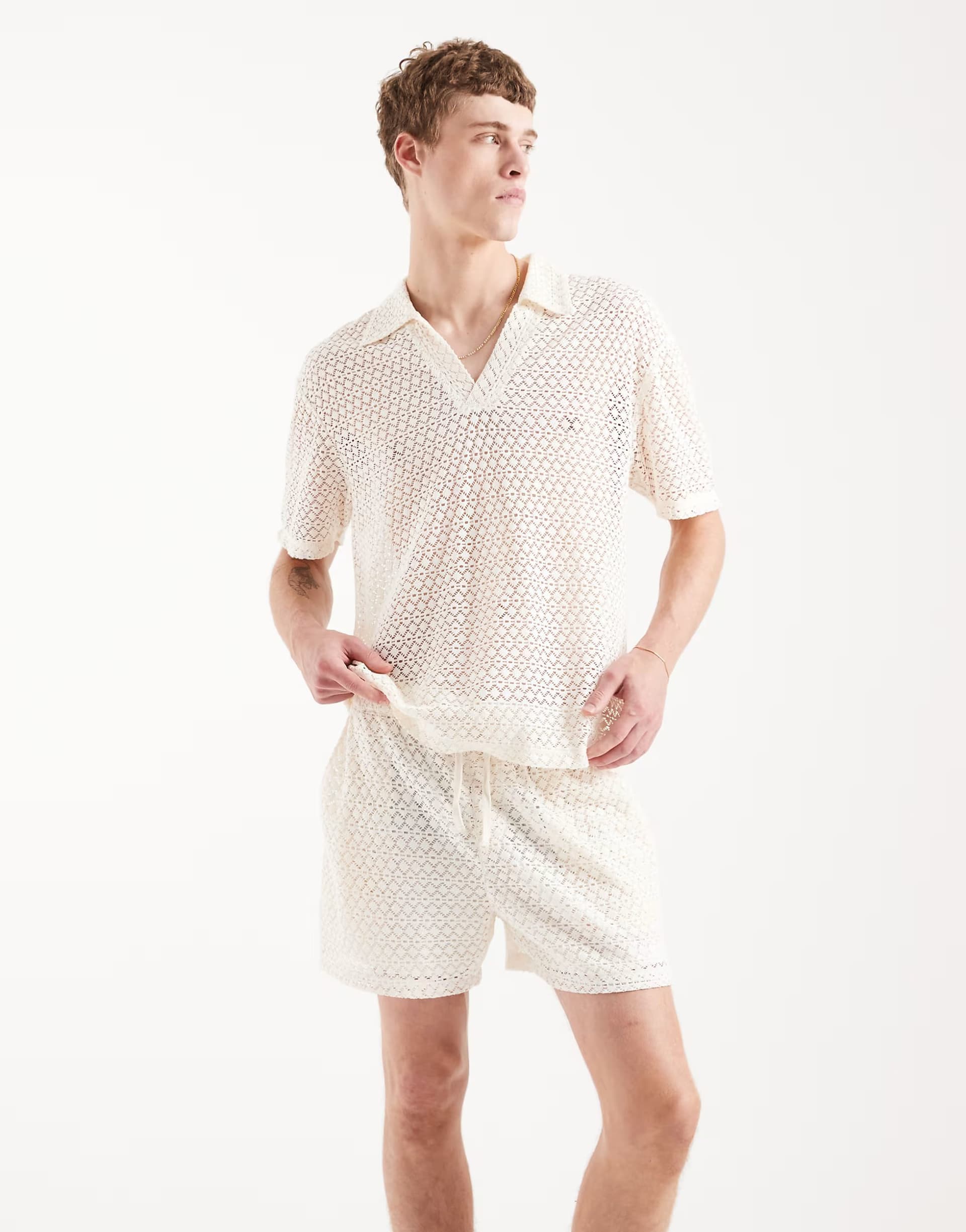 ASOS ASOS White Crochet Knit Short in White