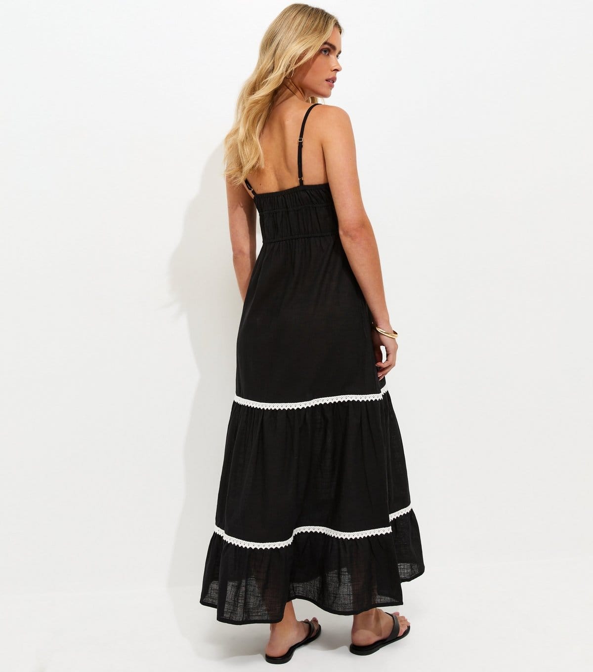 New Look Women's Petite Black Embroidered Cotton Beach Maxi Dress New Look - 4
